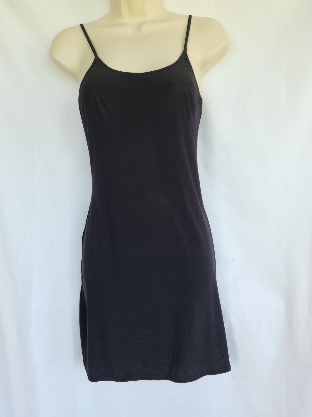 Vintage Olga Black Classic Slip Chemise Nightgown Built In Wirefree Bra M